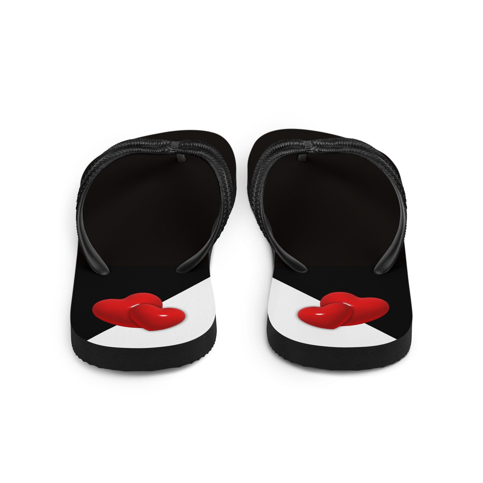 Red, Black & White Hearts -Designer Flip Flops.