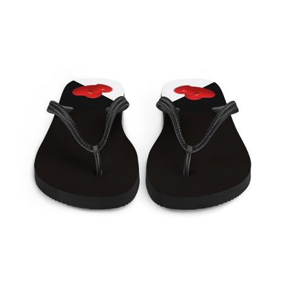 Red, Black & White Hearts -Designer Flip Flops.