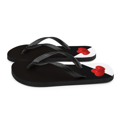 Red, Black & White Hearts -Designer Flip Flops.