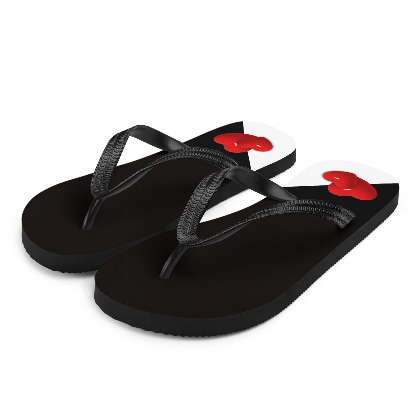 Red, Black & White Hearts -Designer Flip Flops.