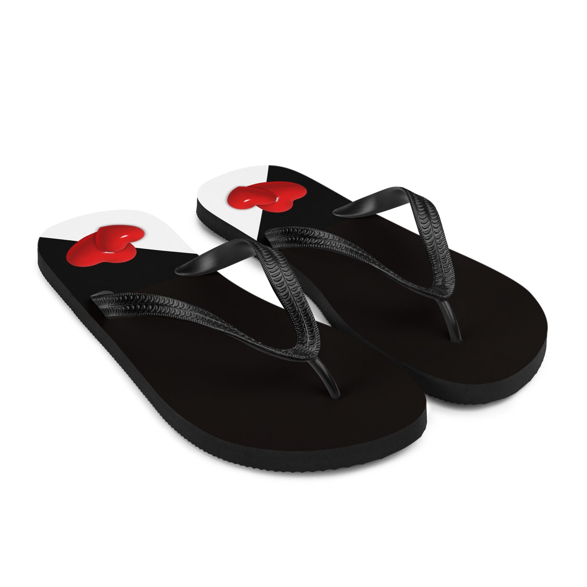 Red, Black & White Hearts -Designer Flip Flops.