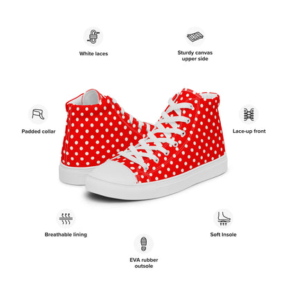 Red Polka-Dot - Women's High-top Canvas Shoes