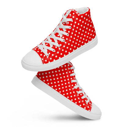 Red Polka-Dot - Women's High-top Canvas Shoes