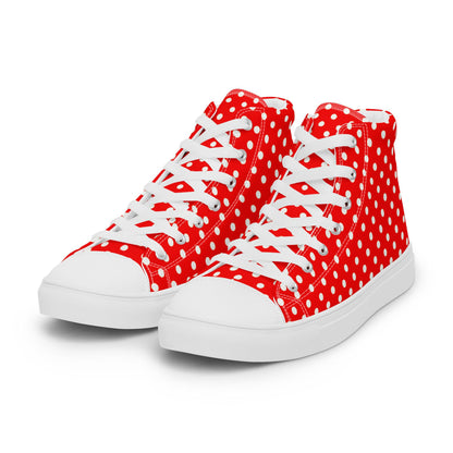 Red Polka-Dot - Women's High-top Canvas Shoes