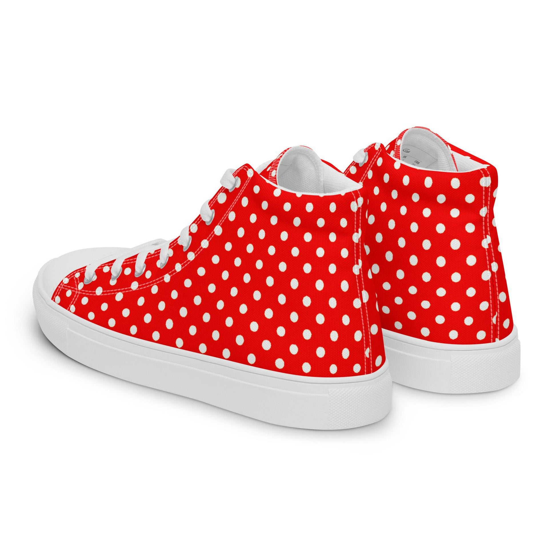 Red Polka-Dot - Women's High-top Canvas Shoes