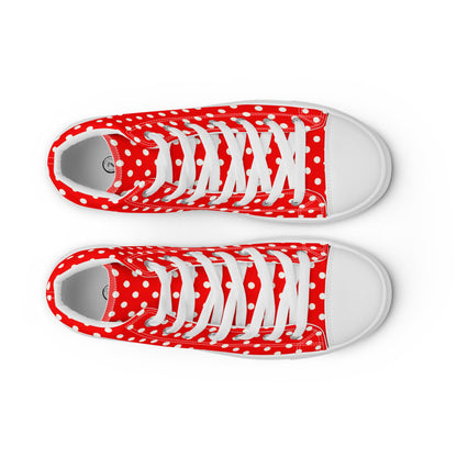 Red Polka-Dot - Women's High-top Canvas Shoes