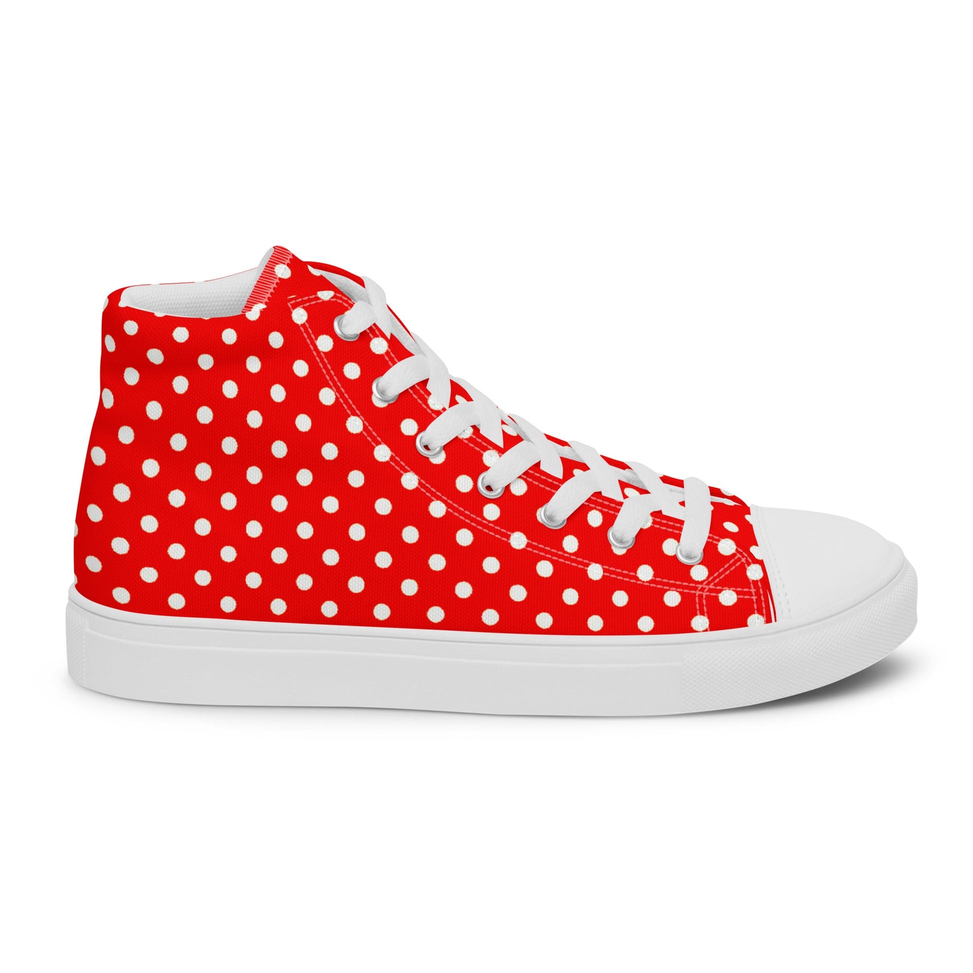 Red Polka-Dot - Women's High-top Canvas Shoes