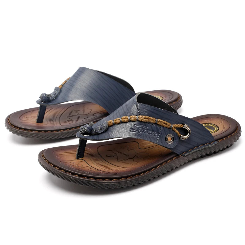 Rope Bound Men's Leather Sport Flip-flops