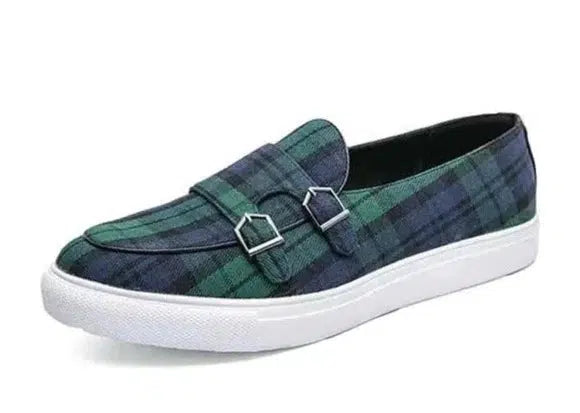 Tartan elegance - Men's slip on canvas shoes