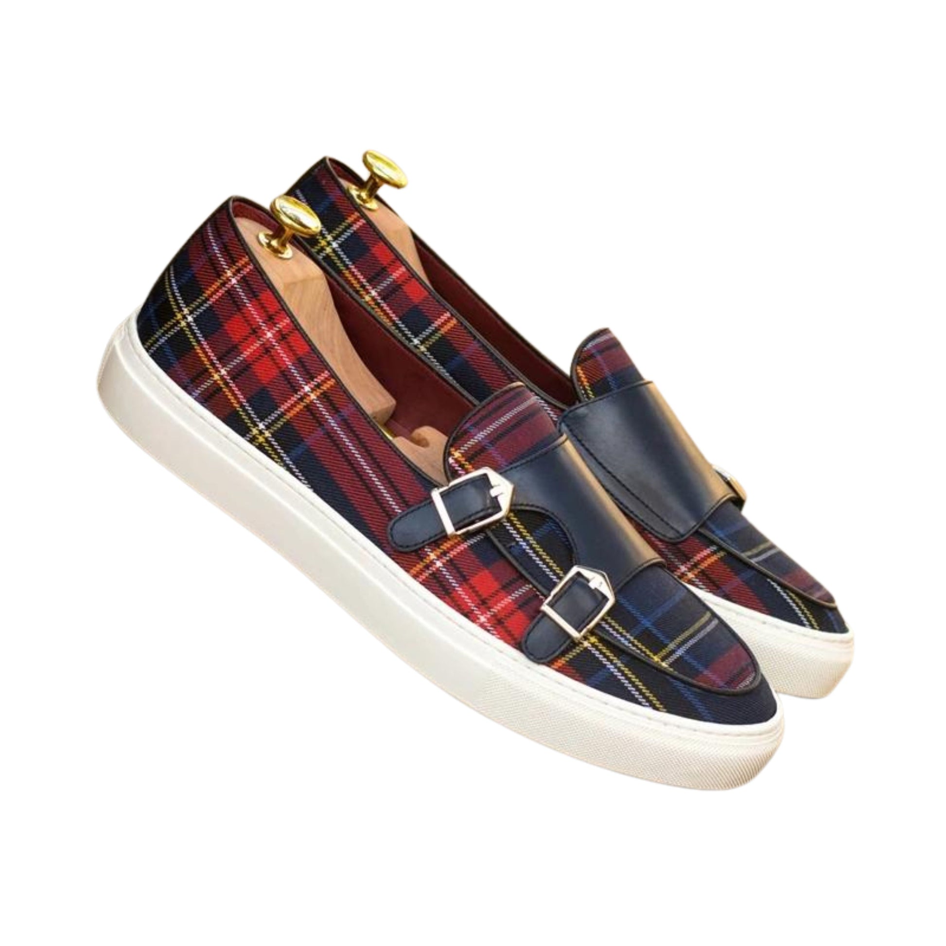 Tartan elegance - Men's slip on canvas shoes