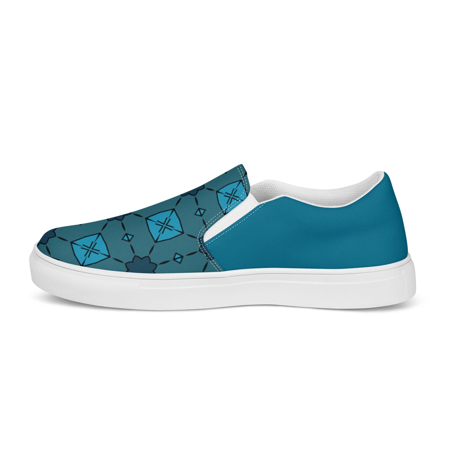 Teal Tiles Men’s slip-on canvas shoes