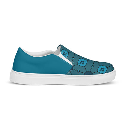 Teal Tiles Men’s slip-on canvas shoes