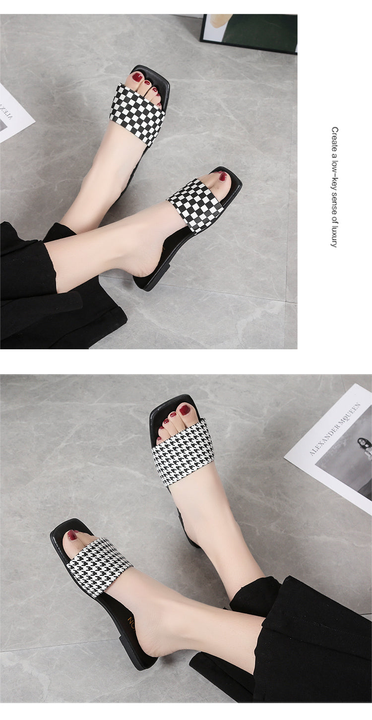 The Black & White -Women Slider Sandals