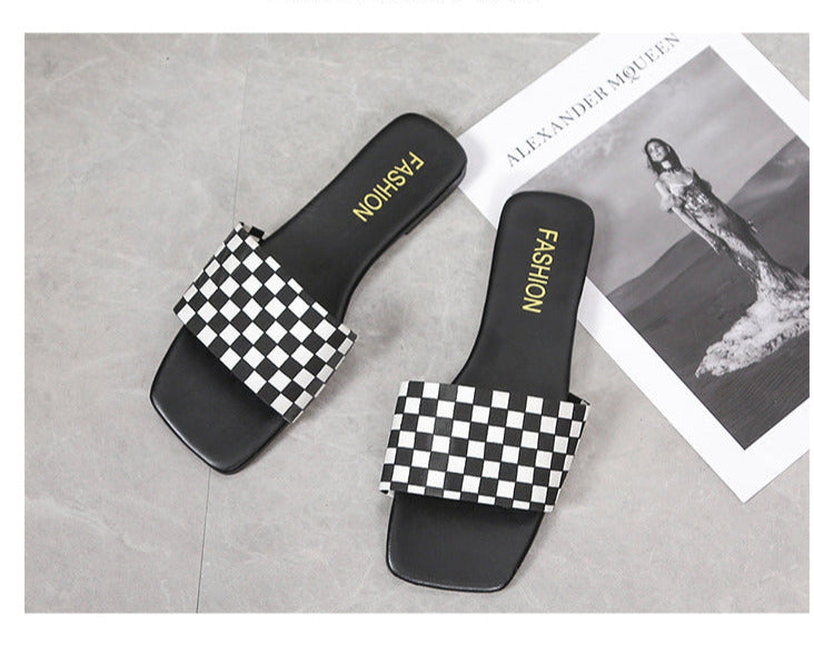 The Black & White -Women Slider Sandals