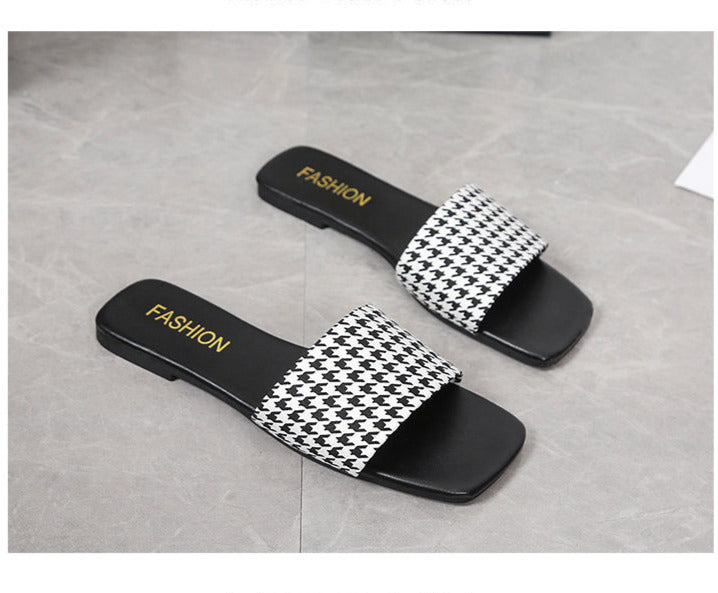 The Black & White -Women Slider Sandals