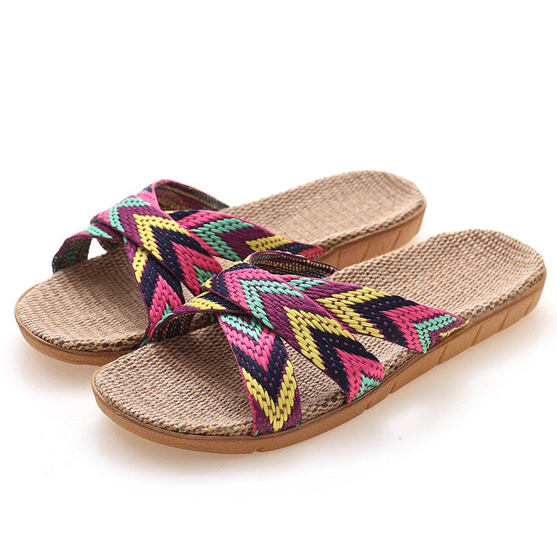 Three colorful stripes women's Slider Sandals