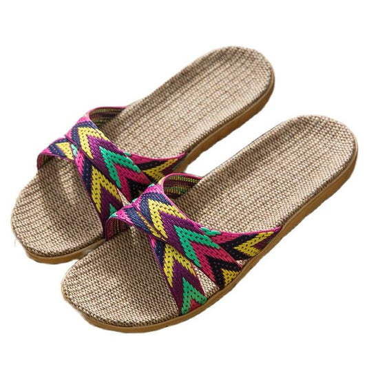 Three colorful stripes women's Slider Sandals