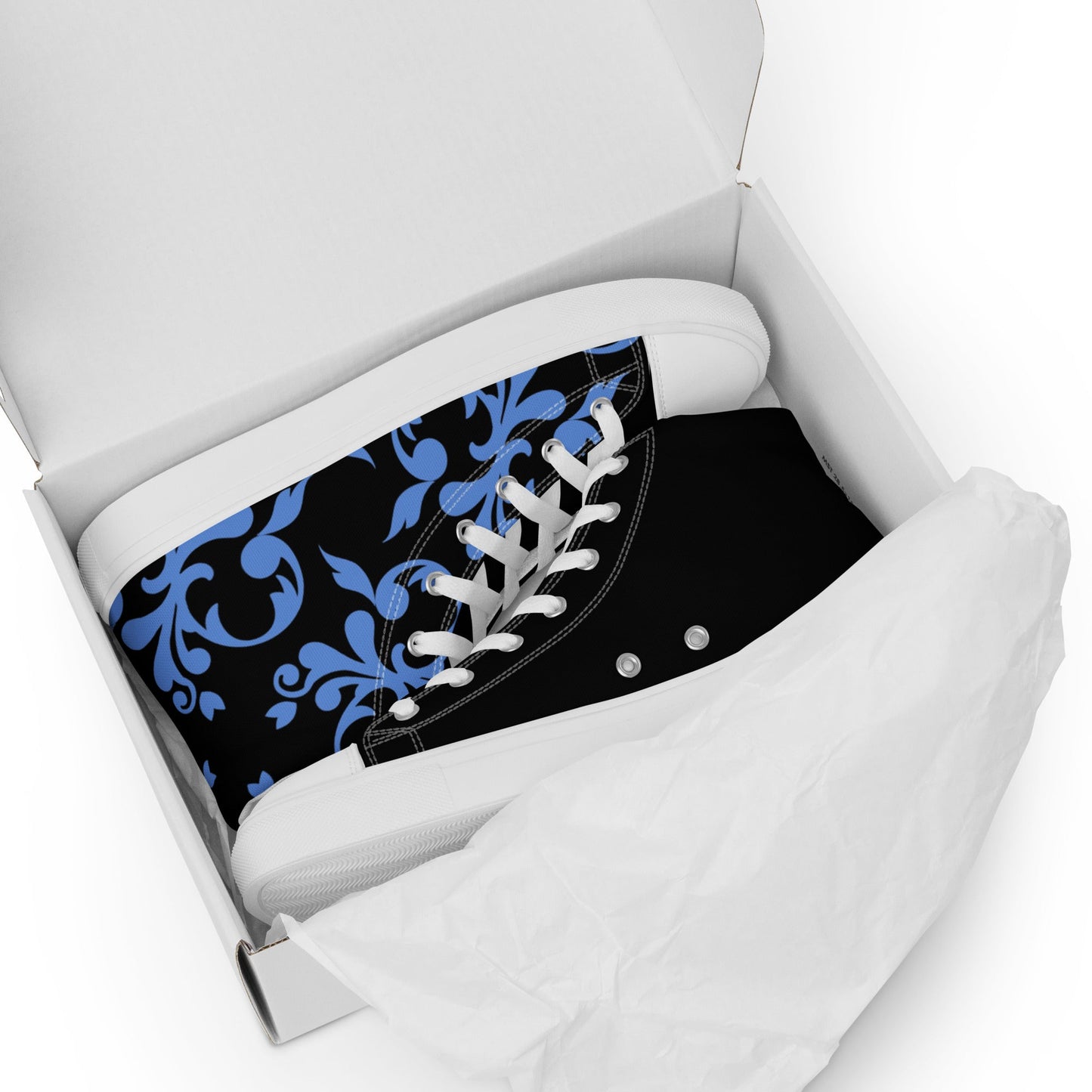 Victorian Blues high top canvas shoes