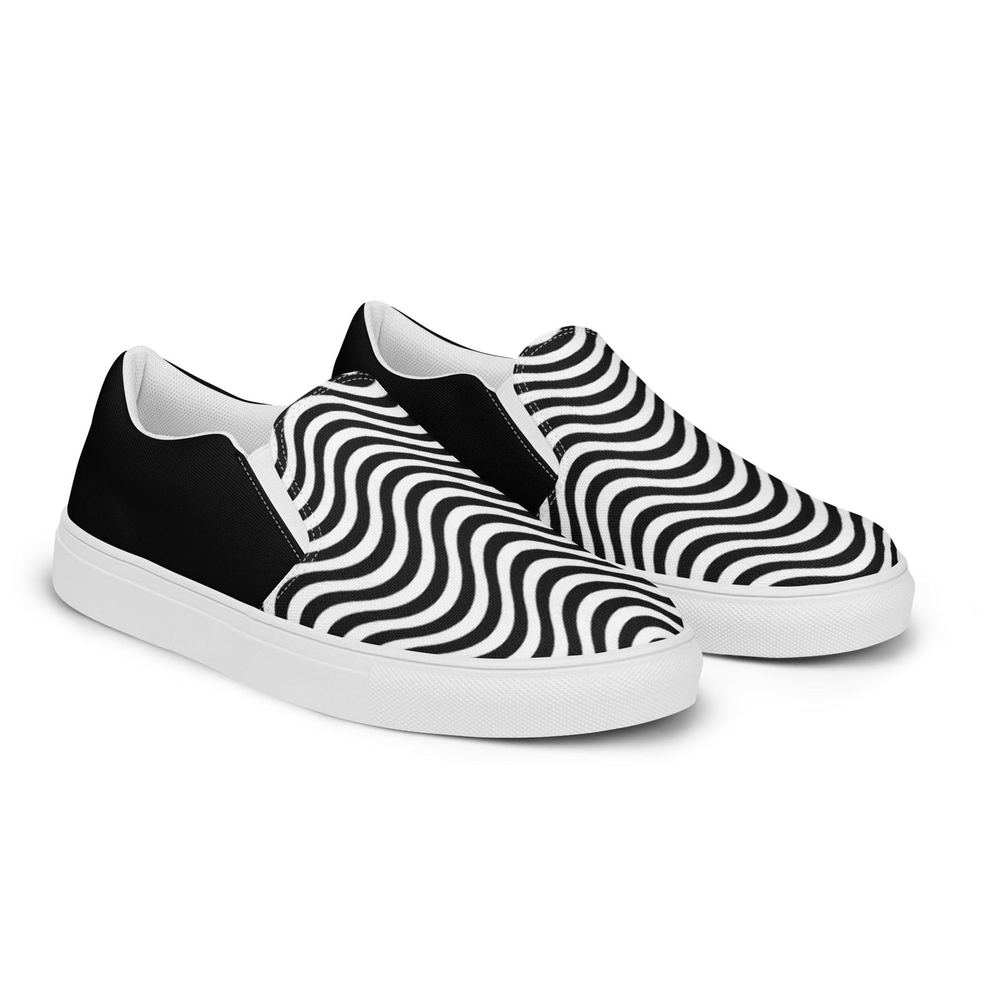 Wavy B&W Men’s slip-on canvas shoes