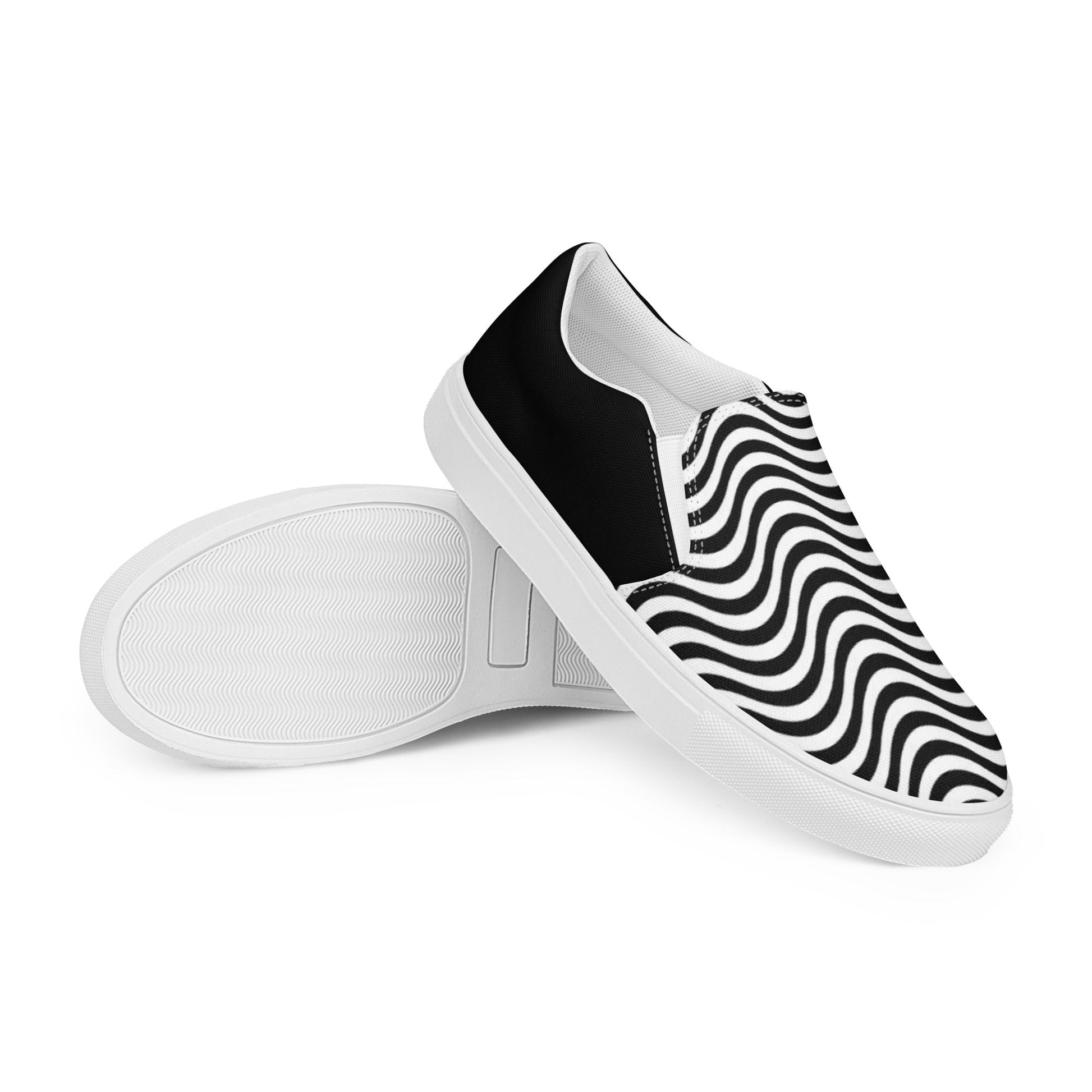 Wavy B&W Men’s slip-on canvas shoes