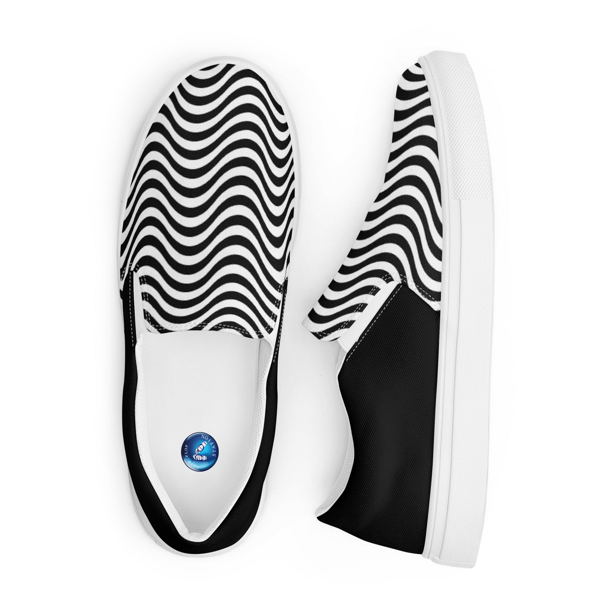 Wavy B&W Men’s slip-on canvas shoes