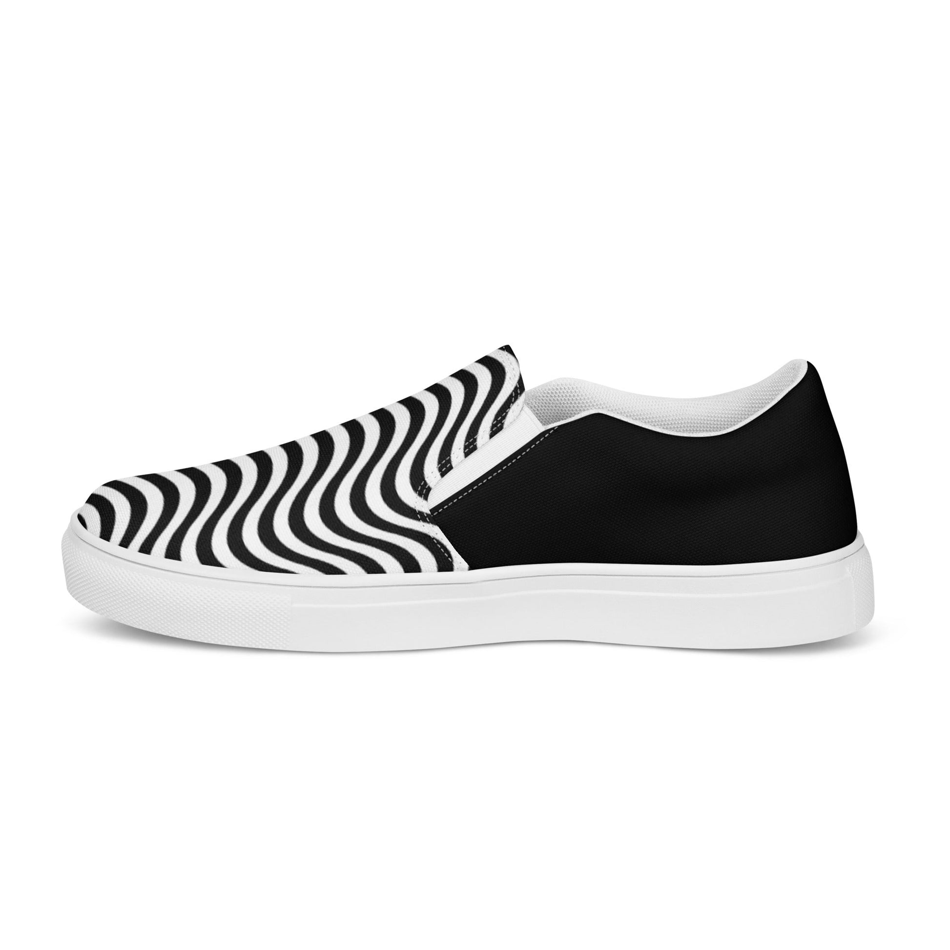 Wavy B&W Men’s slip-on canvas shoes