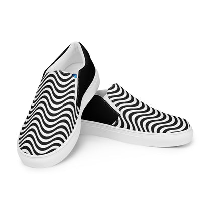 Wavy B&W Men’s slip-on canvas shoes