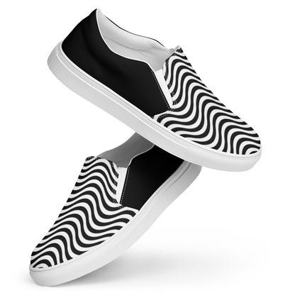 Wavy B&W Men’s slip-on canvas shoes