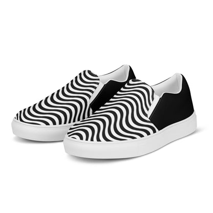 Wavy B&W Men’s slip-on canvas shoes