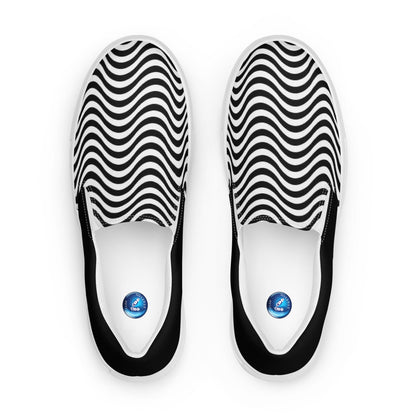 Wavy B&W Men’s slip-on canvas shoes