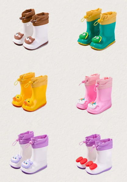 Whimsical Animal-themed Kids' Rain Boots with Adjustable Straps