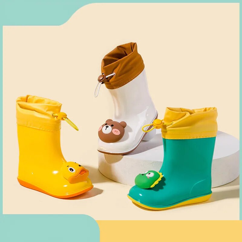 Whimsical Animal-themed Kids' Rain Boots with Adjustable Straps