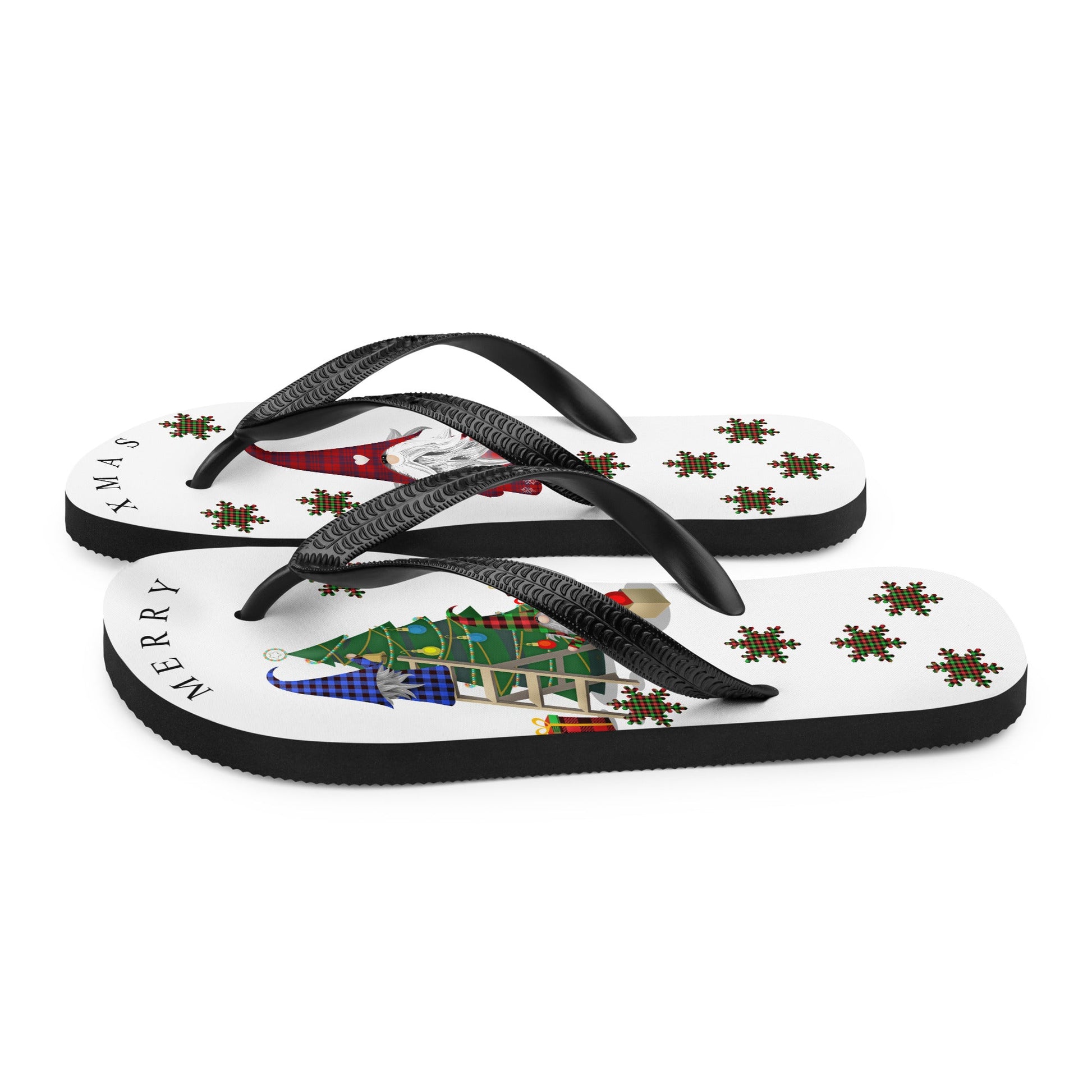 X Mas Plaid Flip flops