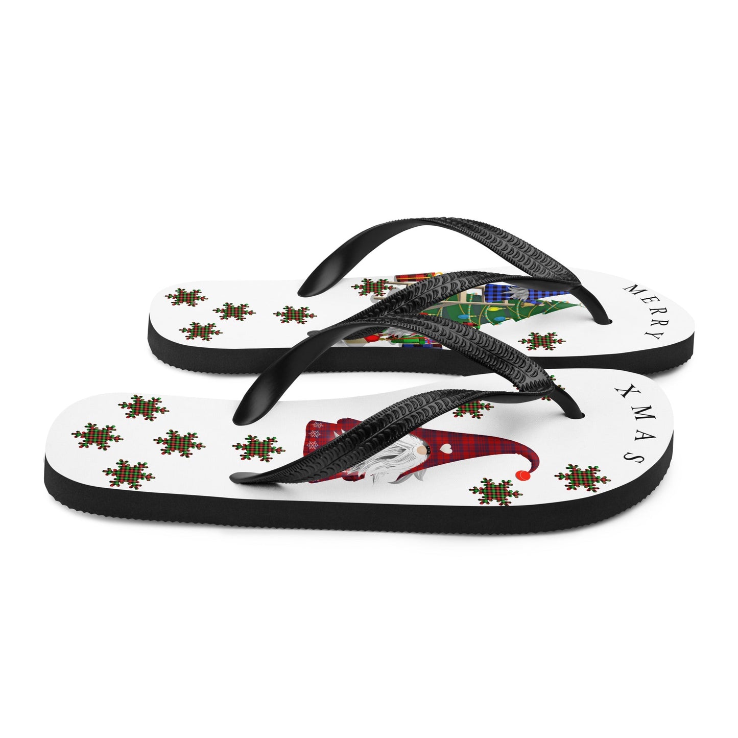 X Mas Plaid Flip flops