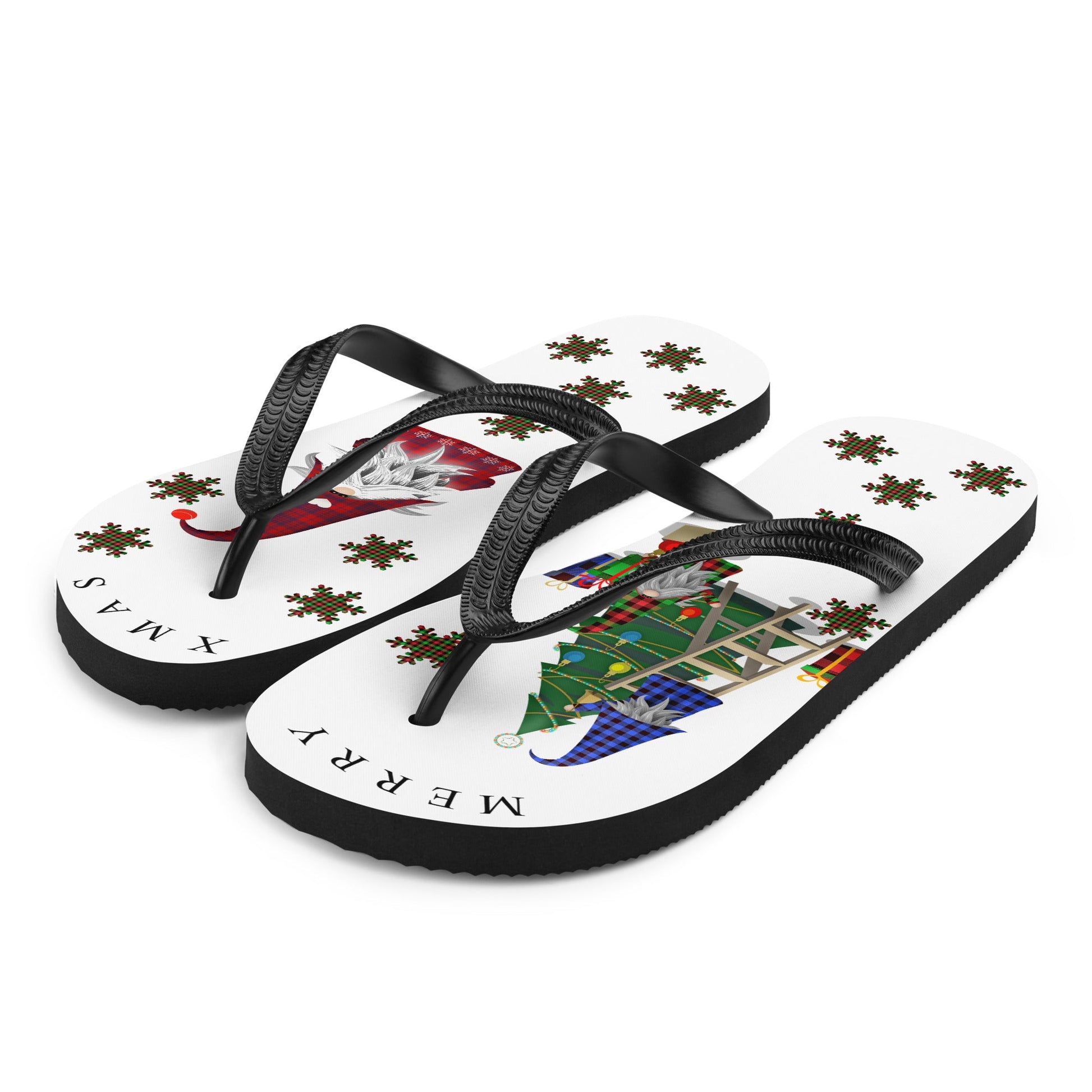 X Mas Plaid Flip flops