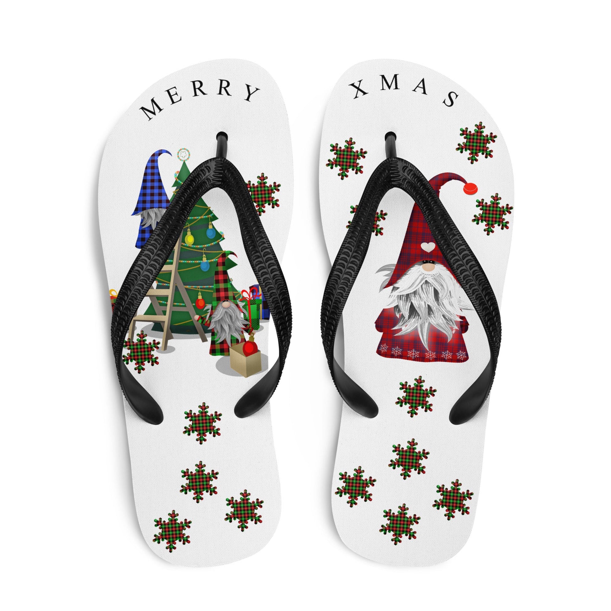 X Mas Plaid Flip flops